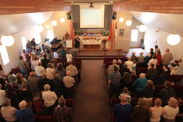 Picture of the interior of the Gardiner Community Church. 